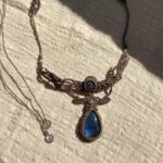 Blue Labradorite Drop Macrame Choker Necklace