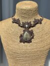 Golden Flash Labradorite Drop Macrame Choker Necklace - Image 3
