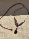 Emotional Strength Garnet Drop Macrame Necklace - Image 5