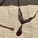 Emotional Strength Garnet Drop Macrame Necklace
