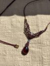 Emotional Strength Garnet Drop Macrame Necklace