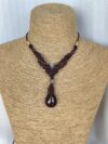 Emotional Strength Garnet Drop Macrame Necklace - Image 4