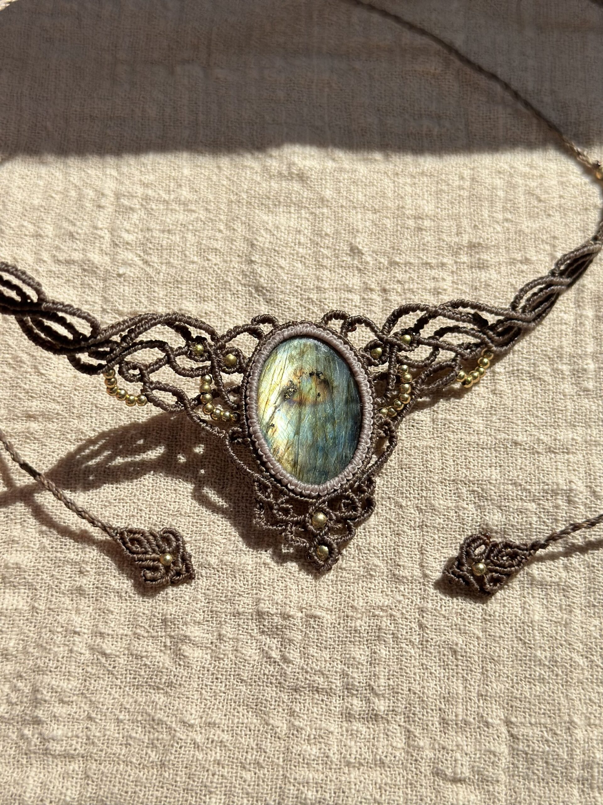 img_9567 Golden Flash Labradorite Statement Choker Necklace - Image 1
