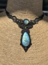 Labradorite Drop Macrame Choker Necklace - Image 3