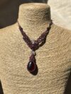 Emotional Strength Garnet Drop Macrame Necklace - Image 2